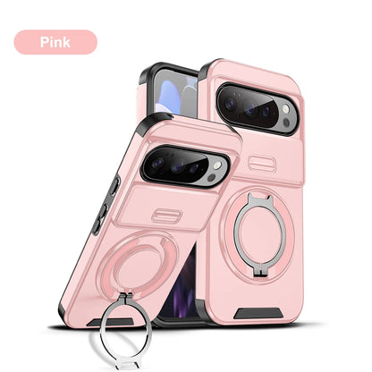 Heavy Duty Rugged Phone Case for Google Pixel 10 9  Pro XL 7 8 9 10 Pro 8A 9A Cases with Sliding Lens Cover Ring Kickstand Funda