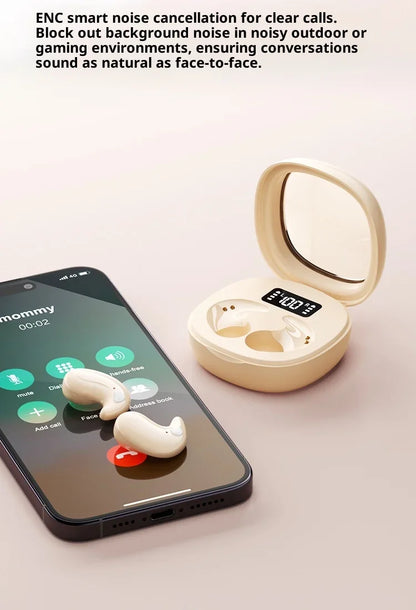 Wireless In-Ear Bluetooth 5.3 Earphones High Sleepy Quality Wireless Earbuds with Long Battery Life Mini Digital Display Video