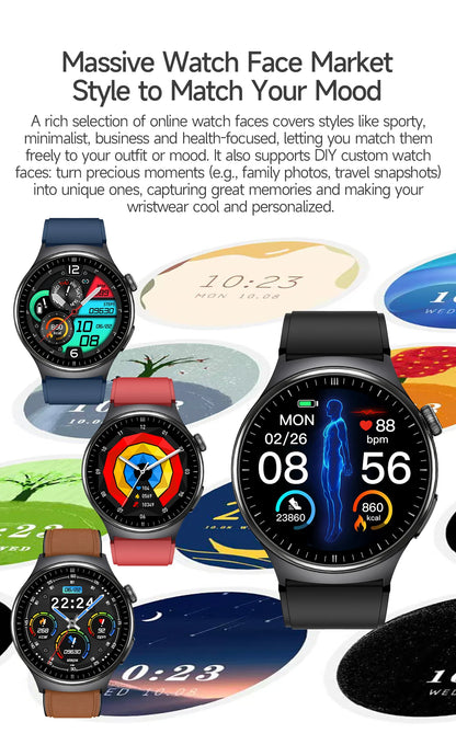 2026 New Accurate Diagnosis ECG Smart Watch Body Fat Blood oxygen BP Health Sport HD AMOLED Screen call Smart watch Men Women