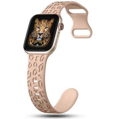 Engraved Strap For Apple Watch Band ultra 49mm 41mm-44-42mm 46mm Sport Silicone Leopard bracelet iWatch Series 11 10 9 8 7 se 6