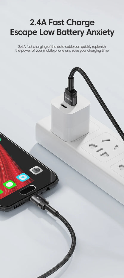 Toocki Micro USB Cable 2.4A Fast Charging Micro Data Cord For Samsung S6 S7 Redmi Note 4 For Headhpone Earphone iPad Micro USB