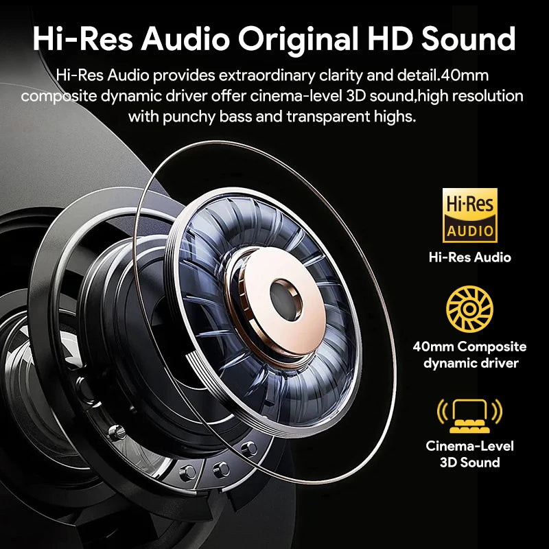 QCY H3 ANC Hi-Res Audio Wireless Headphones Bluetooth 5.4 Over Ear Headset 60Hrs 43dB Hybrid Active Noise Cancellation Earphone