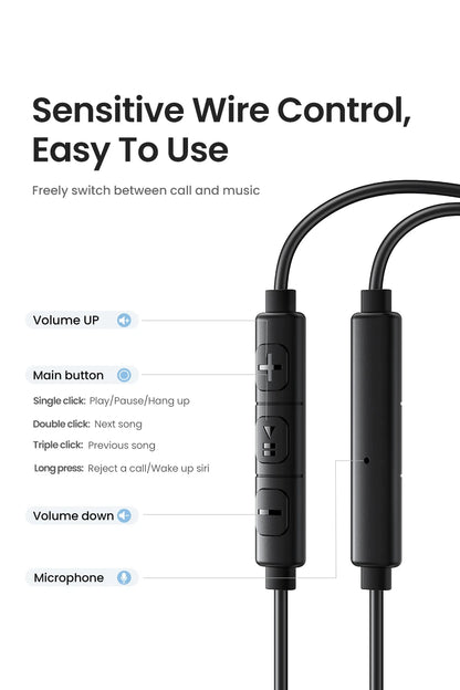 UGREEN Semi-open 3.5mm USB Type C Wired Earbuds with Microphone, Wired Earphones Headphones HiFi Stereo,For Most with 3.5mm Jack