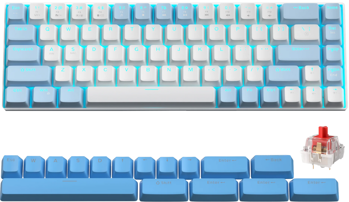 FocusOnPC MK-BOX Portable 60% Mechanical Gaming Keyboard, 68 Keys Compact Wired Keyboard with LED Backlight for Gaming & Office, Compatible with PC, Laptop & Mac, Free Random Mouse Pad Included