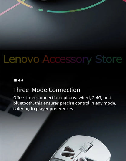 Lenovo Aurora Gaming Mouse GM11 Pro RGB 3-mode 2.4G Wireless Bluetooth 12000 DPI Adjustable Lightweight Portable Rechargeable