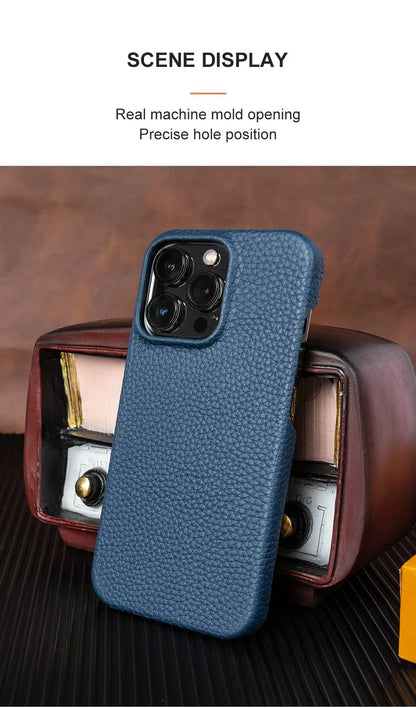 For Iphone 14 Pro Max Case Luxury Genuine Leather Cover Business Phone Cases Back Cover for Iphone 13 18Pro 15 12 XR XSMax Coque