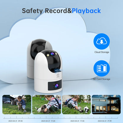 Jooan WiFi Surveillance Camera Dual Lens 4K 8MP HD Outdoor IP Camera AI Tracking Security Protection Wireless Smart Baby Monitor