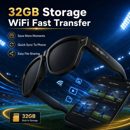 New 2026 Smart Camera Glasses, 1200P Recording, 8MP Photo, 32GB Storage, WiFi App Transfer, Bluetooth Music Call Eyewear Outdoor