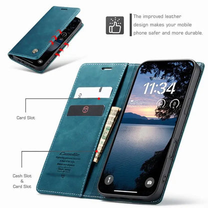 Leather Case For iPhone 17 16 15 14 13 12 11 18 Pro Max Air 16E X XR XS Max SE 2020 6 6s 7 8 Plus Luxury Magnetic Phone Cover