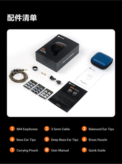 Fosi Audio IM4 Hifi Wired Earphones Open-Back Dynamic Drivers IEM Headphones For Music Monitoring Gaming Earbuds