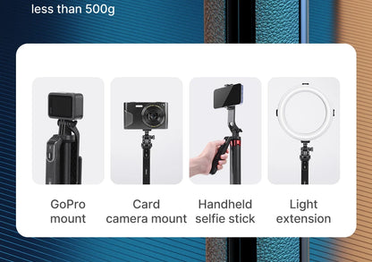 Ulanzi MA09 1.74m Selfie Stick Tripod for iPhone 17 15 Android Phone w Remote Control Panoramic Ball Head Holder U200 VL49 Kit