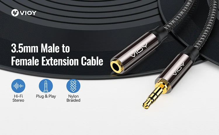 3.5mm AUX Stereo Audio Cable Male To Female Headphone Extension Cables for Earphone IPad Smartphone Tablet Media Player Etc