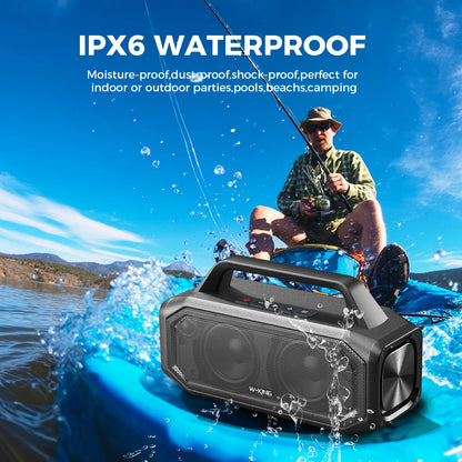 W-KING BT261-2 Bluetooth Wireless, 80W Portable Outdoor Speakers Loud with Bass Boost, Stereo Pairing, Reverse Charging, IPX6 Waterproof