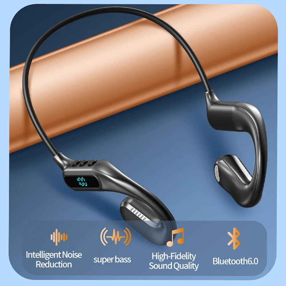 KEBIDUMEI Open Ear Bluetooth 6.0 Headphones Neckband Headsets TWS Wireless Earphones Sport HiFi Stereo Noise Reduction Earbuds