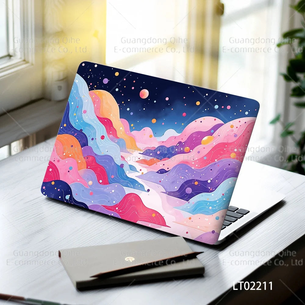 2PCS Scenery Oil Painting Laptop Stickers Set Flower Art Waterproof PVC Decals MacBook Traditional Ink Style Computer Skin