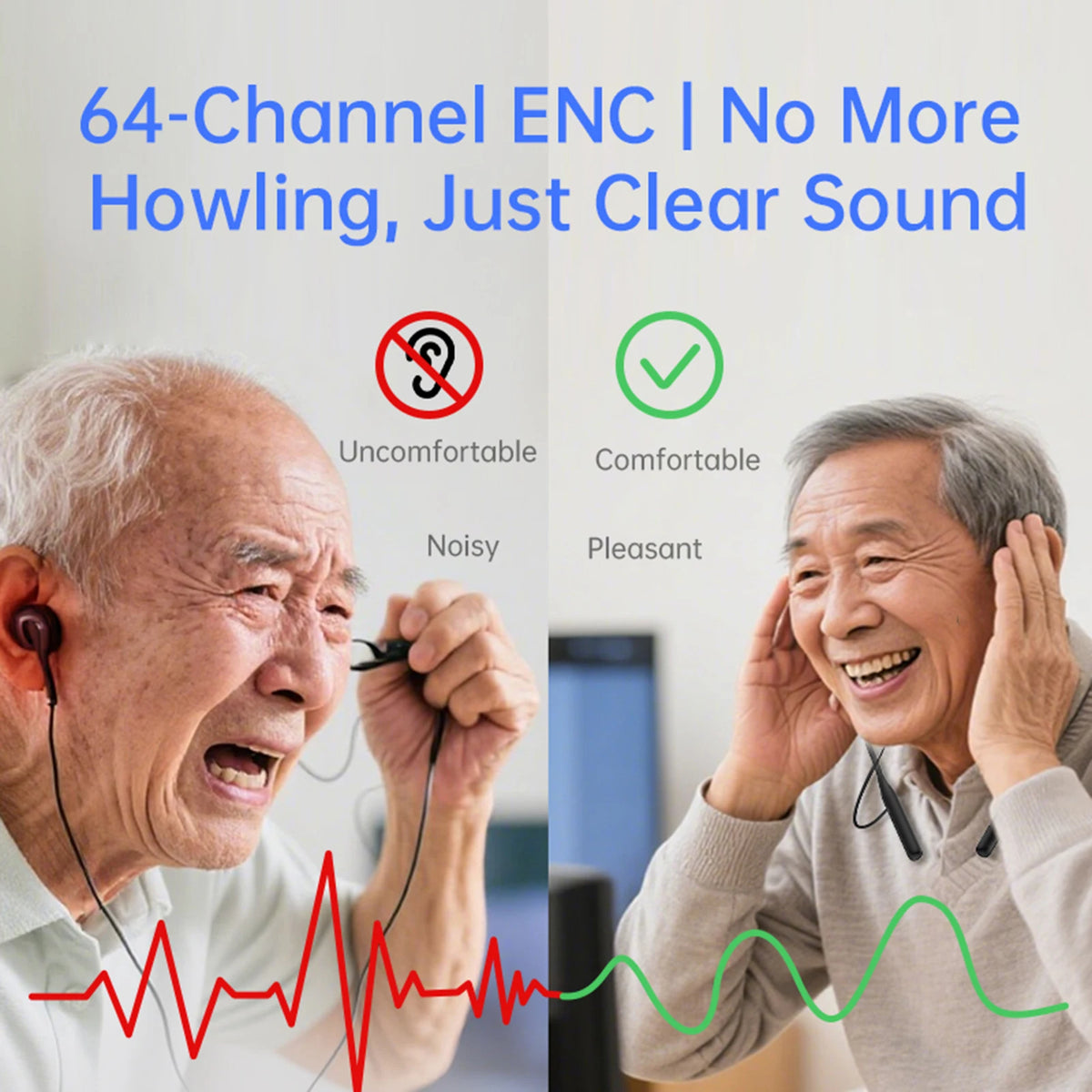 300mAh Type-C Rechargeable Hearing Amplifier Device Sports Neckband Wireless Earphone Hearing Aid 8 Gears Adjustable for Seniors