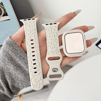 Engraved Strap For Apple Watch Band ultra 49mm 41mm-44-42mm 46mm Sport Silicone Leopard bracelet iWatch Series 11 10 9 8 7 se 6