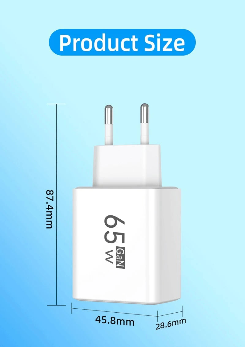 65W USB C Charger Fast Charger Phone Charger Adapter with LED Display QC3.0 EU/US/UK Plug For iPhone Samsung Xiaomi Wall Charger