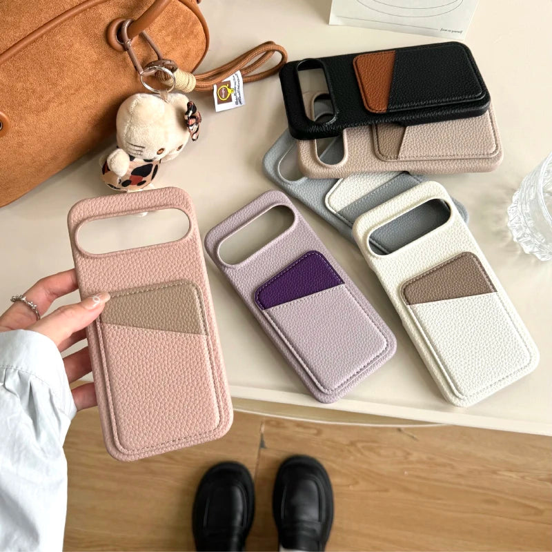 New Luxury Color Collision Leather Wallet Card Slot Phone Case For Google Pixle 10 Pro XL 9A 8A 7A 6A 6 7 8 9 Pro XL Back Cover