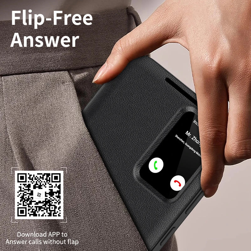 Premium Leather S-view LED Dispaly Window Leather Case For Samsung S26 Ultra S25 Edge S24 S23 S22 FE Plus A57/37 Card-slot Cover