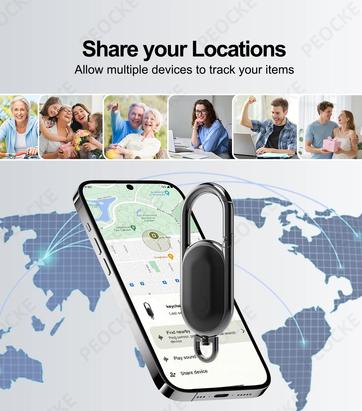 1-4 Pack Android Alternative to AirTag Smart Keychain Tag Anti-Lost GPS Tracker Bluetooth Locator Works With Google Find Hub