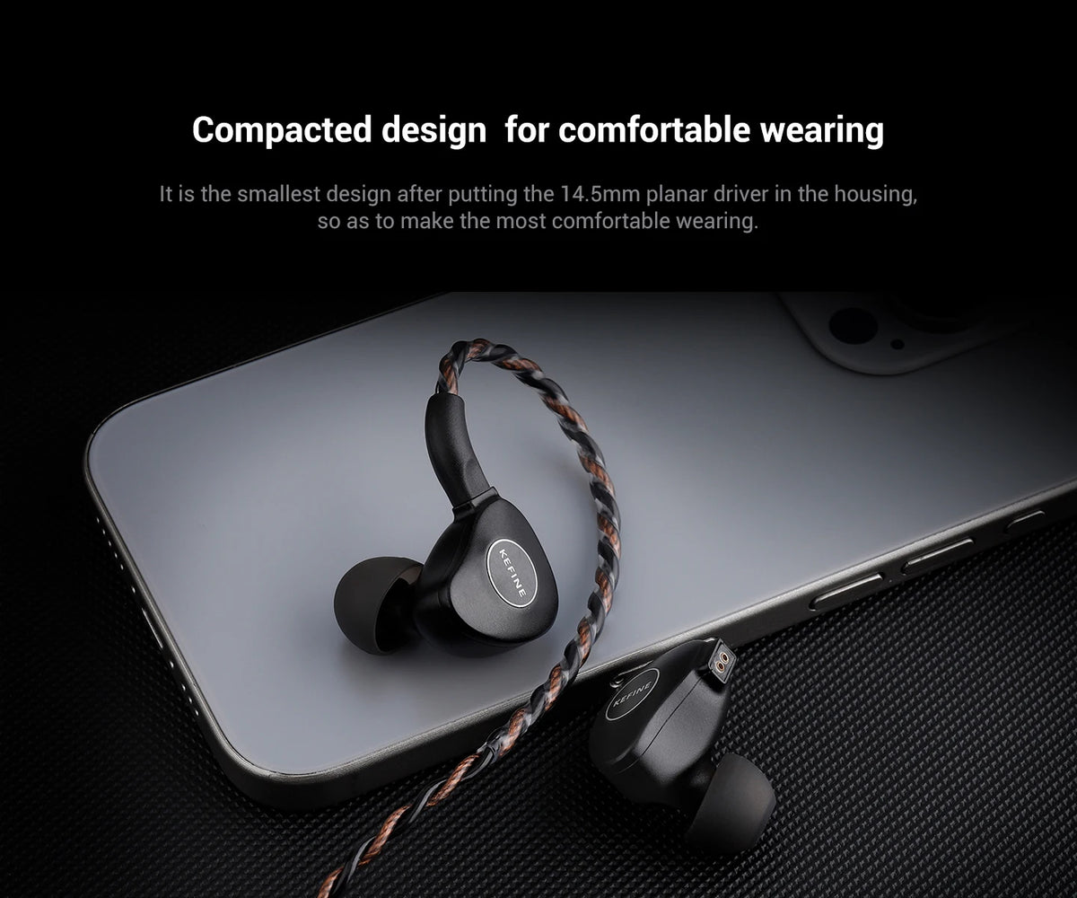 KEFINE Klanar 14.5mm Planar Magnetic Driver Hifi Wired IEM Earphones with CNC Metal  Housing & Detachable 0.78 2pin 3.5mm Cable