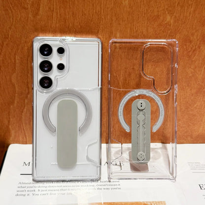 Luxury Card Holder Clear For Magsafe Magnetic Phone Case For Samsung S26 S25 S24 Plus Ultra Bracket Full Bumper Shockproof Cover