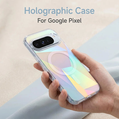 Clear Rainbow Magnetic Phone Case For Google Pixel 11 10 9 Pro XL A For Magsafe Wireless Charge Shockproof Bumper Tough Cover