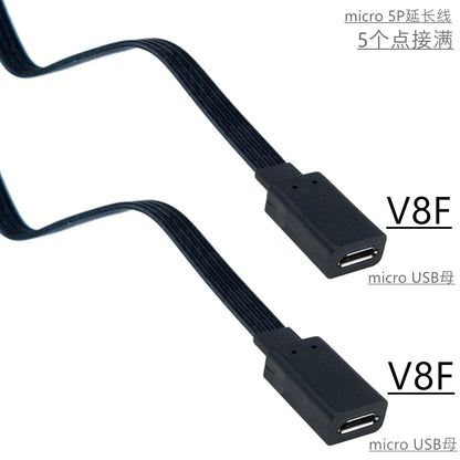 5CM 10CM 20CM MicroUSB panel mounting connector female Micro USB 5-pin.extension cable 30cm 50cm, with screw holes