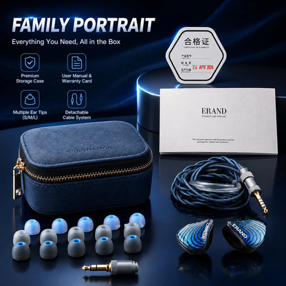 ERAND RESONANCE 5 2DD+2BA+1MP Hybrid IEMs HIFI In-ear Wired Earphones 5-driver 5-tube 5-way Monitor Headphones Earbuds