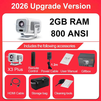 2026 Huaweishi X3 Plus Projector Android 4K Native Portable 1080P Auto Focus Video Home Cinema Outdoor HD LED HY320 Projetor