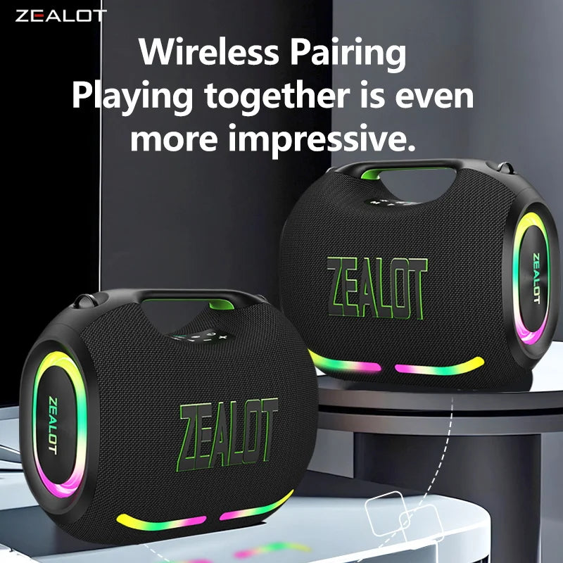 ZEALOT-ZE01 Wireless Bluetooth Speaker 120W TWS Subwoofer Bluetooth Speaker High Volume Waterproof Portable Power Bank HIFI Sound Quality Good-Looking Blue Speaker Long Battery Life