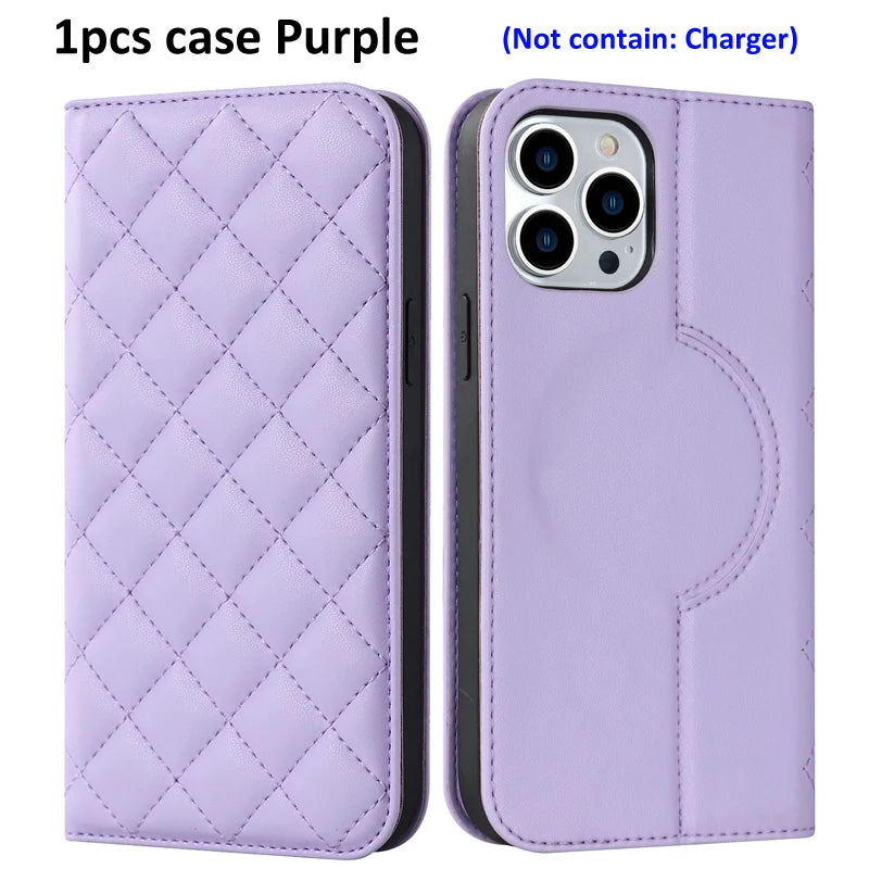 For Magsafe Wallet Leather Flip Case For iPhone 12 13 14 15 16 Pro Max mini Magnetic Wireless Charging Book Folio Cover