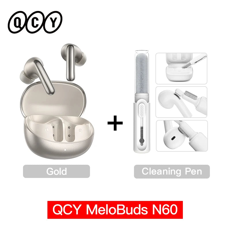 QCY BH25HT19A MeloBuds N60 Hybrid ANC Wireless Bluetooth 6.0 Earbuds LDAC Hi-Res Audio Dual Driver Headphone Bass Boost Earphone