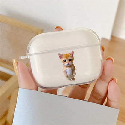 Funny Cute Cartoon Cat Earphone Case For Apple AirPods 4 2 Pro 3 2 Couple Soft Transparent Cover For Airpod 1 3 Protective Shell