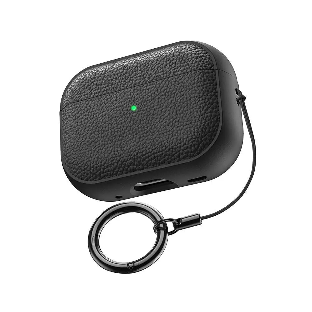 For AirPods Pro 3 2025 Case Soft TPU Litchi Leather Protective Cover For AirPods Pro 3 Cases With Lanyard