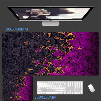Black Waves Large Gaming Mouse Pad Computer Keyboard Desk Pad XXL with Rubber Non-Slip Stitched Edge for Friends Boyfriend