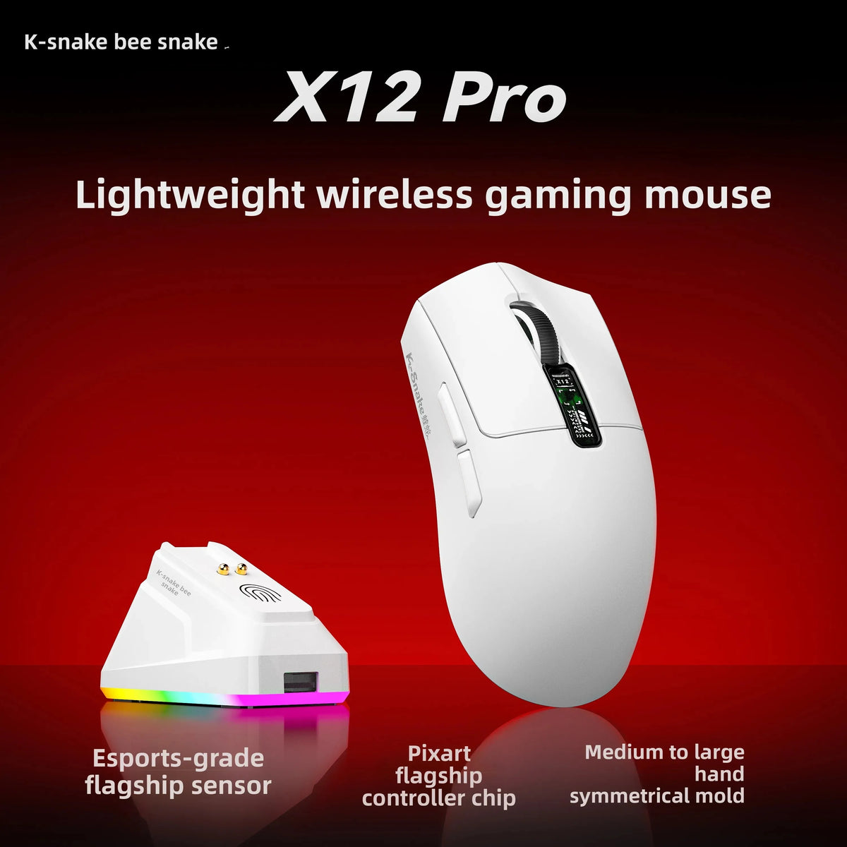 X11PRO Wireless Gaming Mouse, Tri-Mode Bluetooth+2.4G+wired,65g Lightweight, PAW3311 Sensor, 12000 DPI