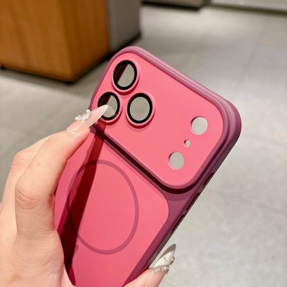 Shockproof Frosted Contrast Color Magnetic Case For iPhone 17 16 15 14 13 12 11 Pro Max Magnetic Capa Lens Protection Cover