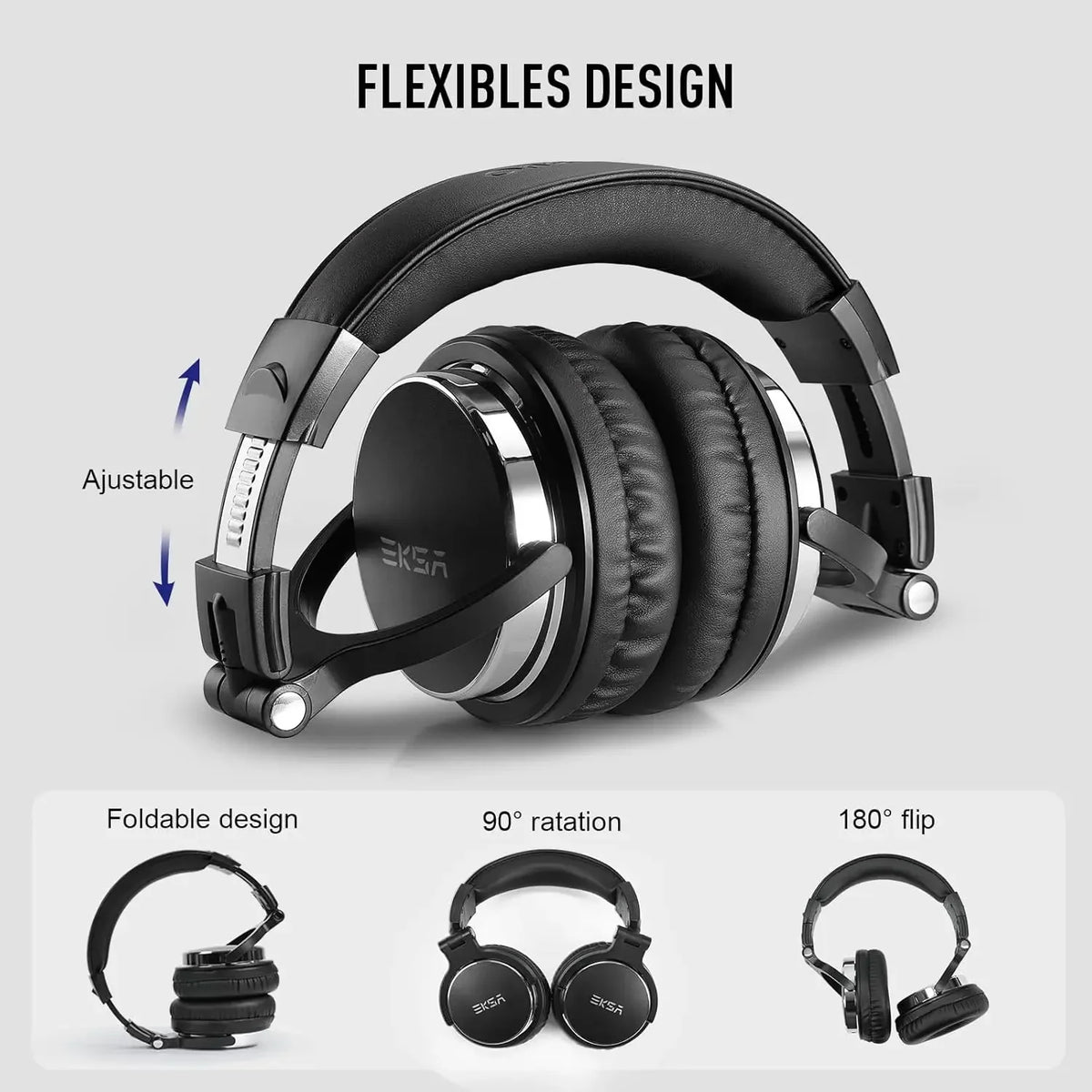 Oneodio EKSA P100 3.5/6.35mm Wired Studio HiFi Headphones Over Ear Professional Hi-Res DJ Monitor Headset With Mic For Guitar