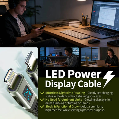 MFI Certified 27W USB-C to Lightning Cable Fast Charging LED Display Screen For iPhone 14/13/12/11/10 Series iPad Pro/Air