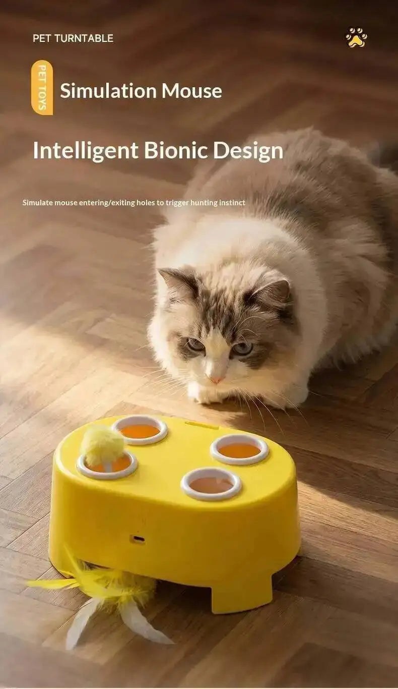 Whack A Mole Smart Cat Toy Automatic Pop-Up Rechargeable Feather Toy for Cats Interactive Playing Kitten Training Pet Supplies
