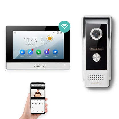 HOMSECUR 7" WIFI HD Video Door Phone Intercom Doorbell Tuya App Remote Control Door Unlock Auto Recording