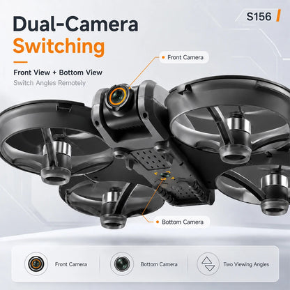 ZNLYRION S156 RC Drone 8K Dual Camera Quadcopter with 5.9-inch Screen Remote Brushless Motor Optical Flow Hovering 360° Protection WiFi FPV Remote Control Aircraft with Storage Bag 1 Battery