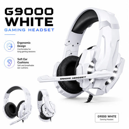 Gaming Headset Wired Headphones with Microphone Over Ear Stereo Bass LED Light Gamer Earphones for PC PS4 PS5 Xbox G9000