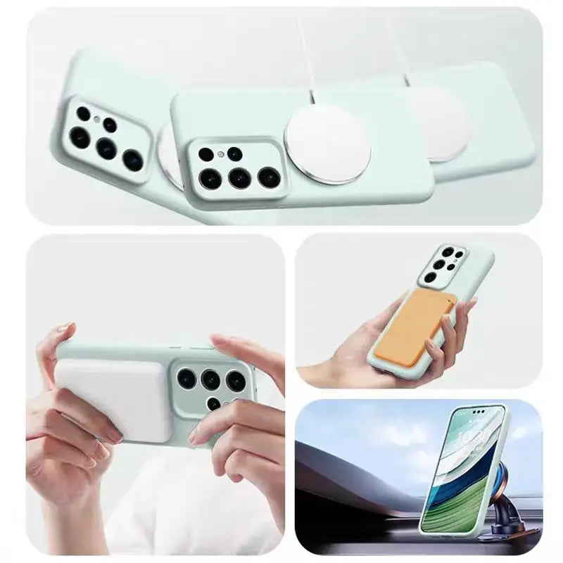 Solid Color For Magsafe Magnetic Wireless Charging Soft Silicone Phone Case For Samsung Galaxy S26 S25 Ultra  S23 S24 S22 Cover
