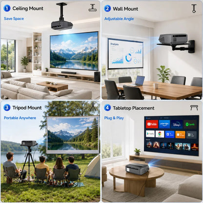 CAIWEI A10R Google TV 4K Projector 4000 ANSI Full HD 1080P Android 14 Home Theater for Movies Auto Focus Portable Projector Beam