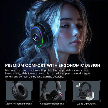 Oneodio EKSA MaKo BT Bluetooth Gaming Headset Over Ear 2.4GHz Wireless Headphones Gamer 20ms Low Latency With Mic for PC/PS4/PS5