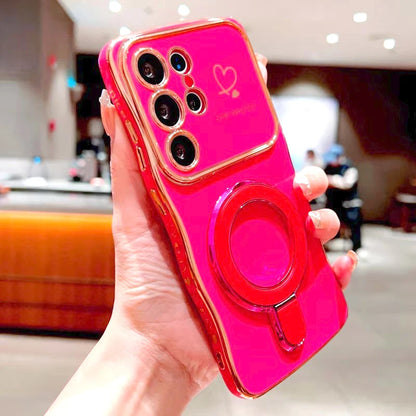 Plating Wave Shell Case For Samsung Galaxy S26 S25 S24 S23 S22 Ultra Plus FE A17 A55 A54 A15 A16 A35 A36 A56 Stand Holder Cover