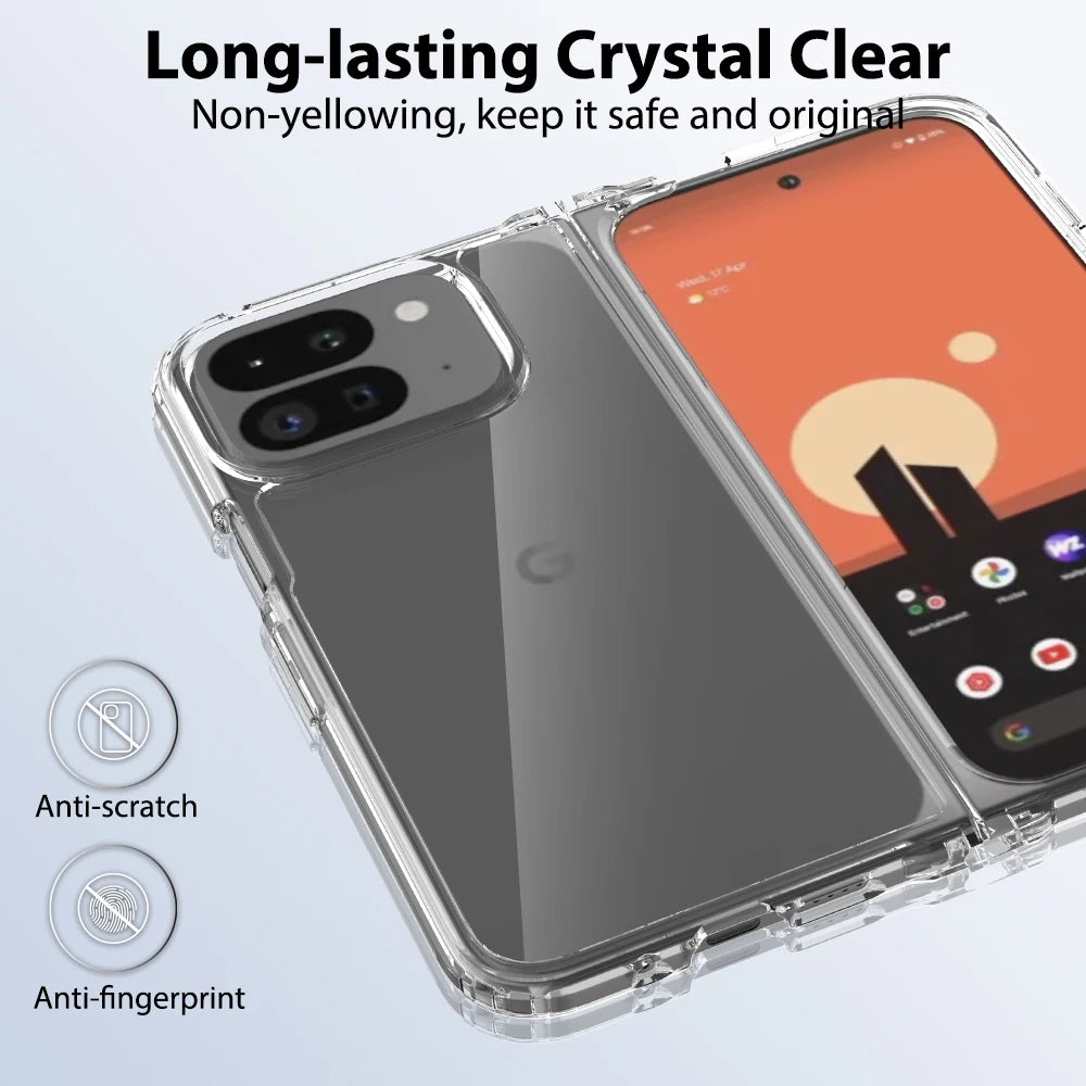 Case For Google Pixel 9 Pro Fold Fold2 Luxury Acrylic Transparent Folding Cover For Pixel9 Pro Fold Thin Shockproof Bumper Funda